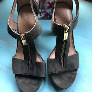 Michael Kors  Zipper Front Heel Olive Suede